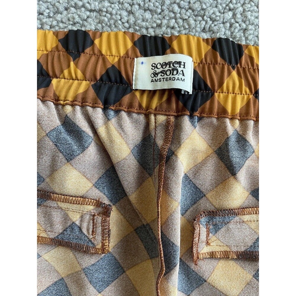 Free People Scotch & Soda Gold Black Geometric Wide Leg Boho Trouser Pants Sz XL - Picture 14 of 16
